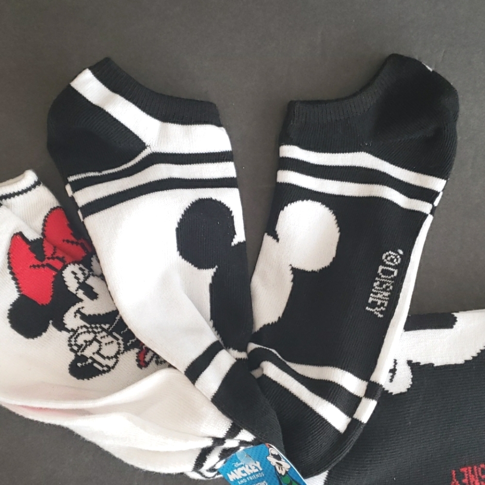 5 Prs Mickey Socks No Show Mickey Minnie